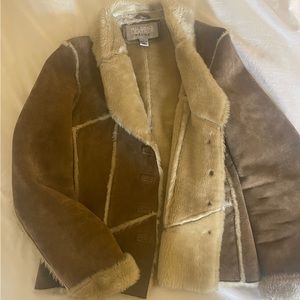 Wilsons Leather Brown and Cream Shearling Jacket